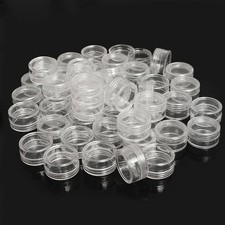 50pcs Clear Plastic Round Storage Containers Jewelry Bead Craft Cups