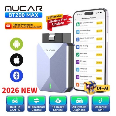 MUCAR BT200 Max OBD2 Scanner CAN FD Bi-Directional Control All System 15 Reset
