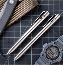 Tactile Turn Switch Pen – Titanium - Pick Standard or Short Length - Made in USA