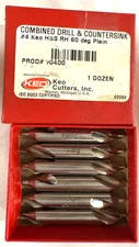 Keo #4 combined Drill & Countersink RH 60 Degree Plain HSS 10400 (6)