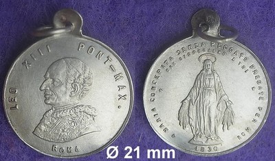 Silbermedaille 19. Jh. PAPST LEO XIII. BRÜCKE MAX / MARIA OHNE FISCHEN