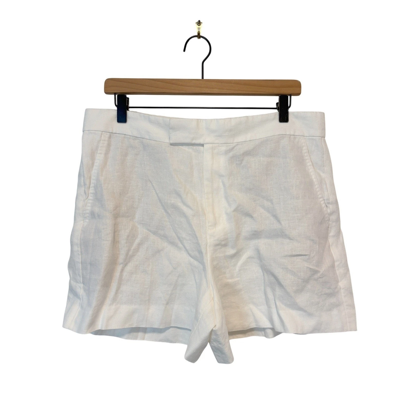 NWT Polo Ralph Lauren White Linen Shorts High Rise Summer Coastal Size 10