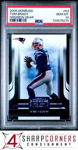 2006 DONRUSS GRIDIRON GEAR #63 TOM BRADY PATRIOTS PSA 10
