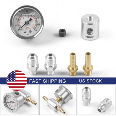 #ad Universal 1 8 NPT Fuel Pressure Regulator Gauge Liquid Filled PolishedAdaptor $12.03