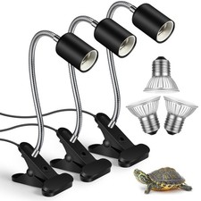 3 Set Reptile Heat Lamp UVA/UVB Turtle Heat Lamp Holder Fixture Clamp Basking...