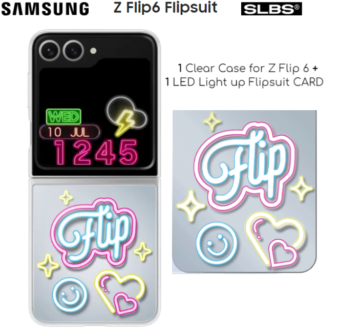 Samsung Galaxy Z Flip 6 LED Light GRAY FlipSuit CASE+ CARD SET