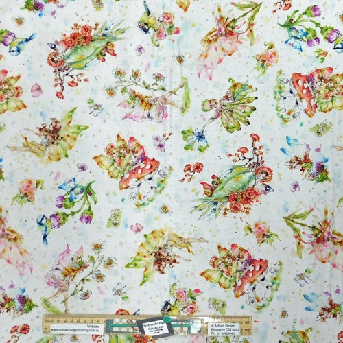 Quilting Patchwork Sewing Fabric Fairy Garden Allover 50x55cm FQ - Picture 4 of 5
