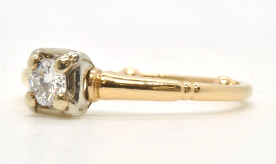 Anillo de compromiso solitario de diamantes conjunto ilusión de 1/4 quilates de oro amarillo de 14 quilates Foto 2 de 4