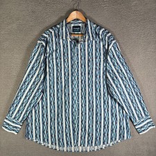 Wrangler Western Shirt XXL Aztec Pearl Snap Button Long Sleeve Blue Cotton
