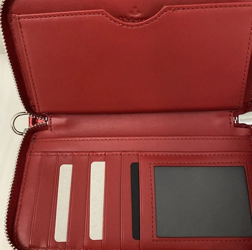 Vivienne Westwood Leather Mirror Johanna Zip Around Phone Case w/Wristlet - Picture 5 of 9