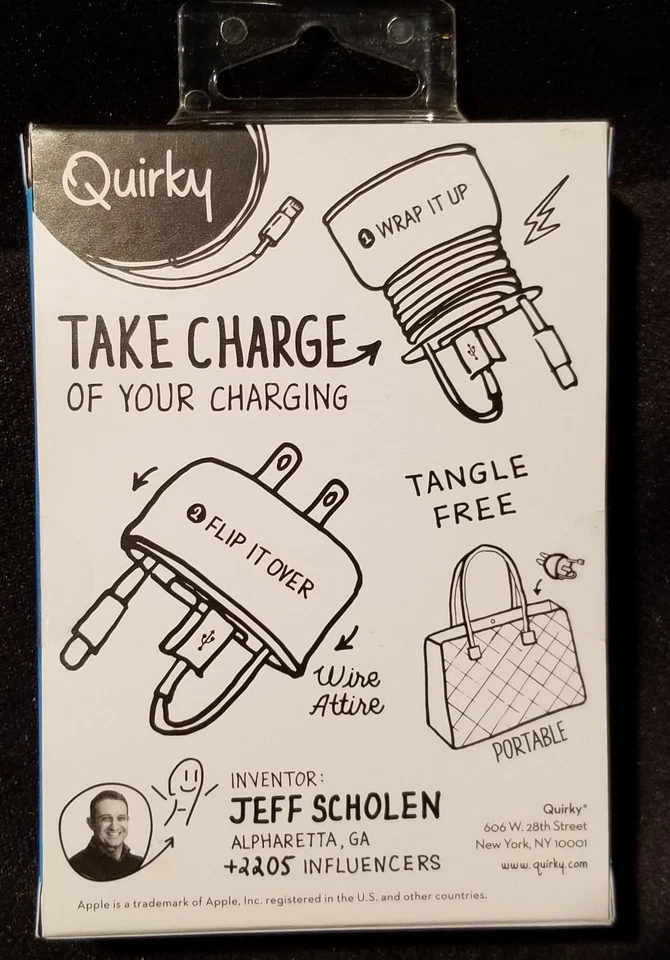 BNIB ~ Quirky POWERCURL for Apple USB Cable & Power Adaptor ~ BLACK - Image 2 of 3