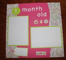 Baby girl 12 x 12 premade scrapbook layout handmade 1 pg photo ready 1 month