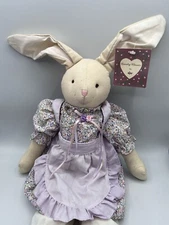 Vintage Russ Berrie Country Classics Bunny Rabbit Plush Lavender Floral Easter