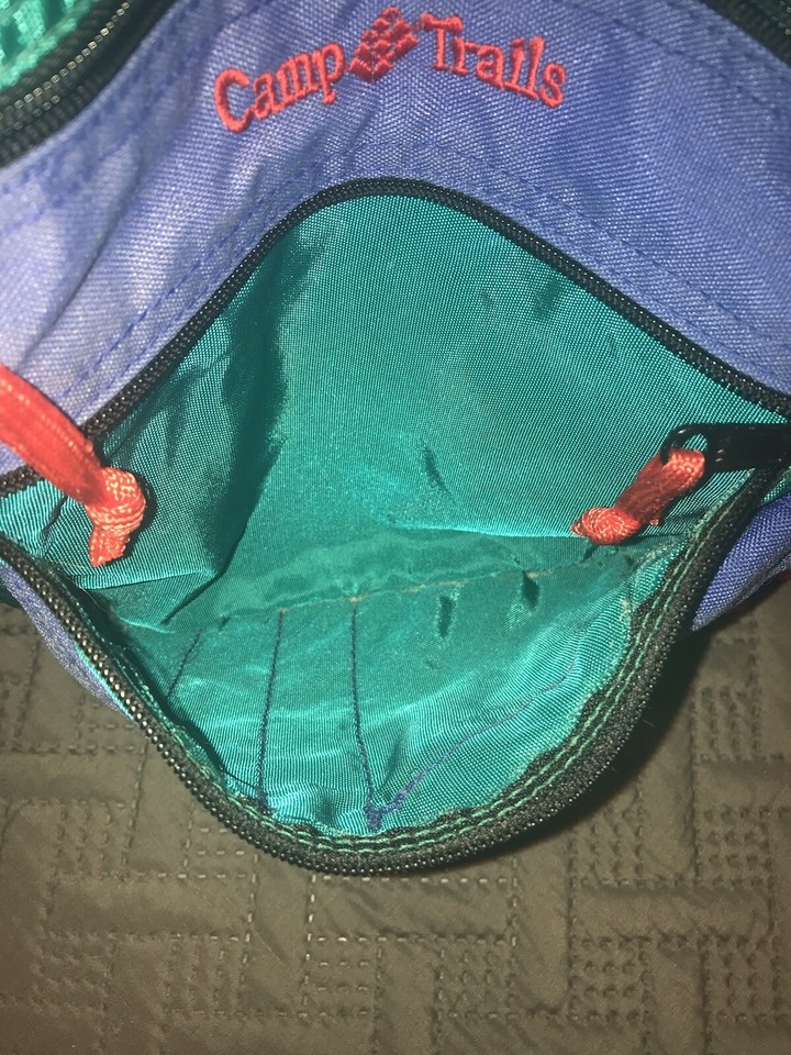 Camp Trails Vintage School Backpack 90s Teal Blue Hot Pink Retro