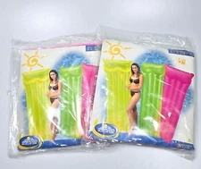 Intex The Wet Set Pool Float Raft Mat Set Of 2 Pink Green Neon NEW 2001