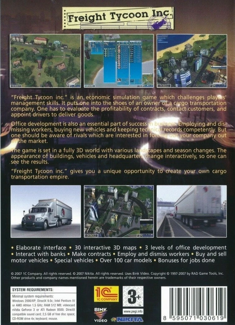 Freight Tycoon Inc - PC CD-ROM Economic Simulation Game - Brand.
