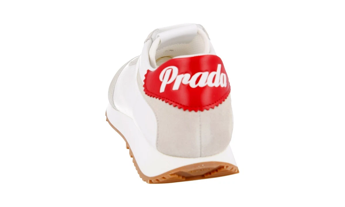 PRADA Wildleder Lane Sneaker - 1E369L - Weiss - NEU