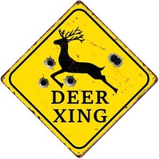 "Deer Xing" Crossroads Sign, 12 X 12 inch Funny Vintage Metal Sign Deer Xing