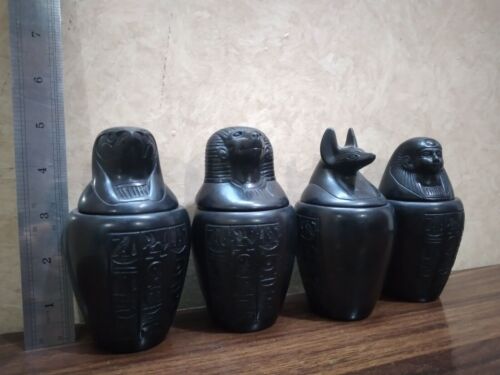 4 vasi canopi egiziani per la conservazione degli organi, 5 pollici, 1,5... - Foto 1 di 18