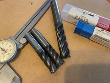 ENDMILLS 2 EACH 1/2” and 1 EACH 5/8” DIAMETERS Good Cutting Edges Used!!!!