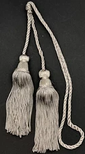 Gray Grey Chair Tie 4" Tassels 22" Cord Spread Lot Of 2 Holiday Decor