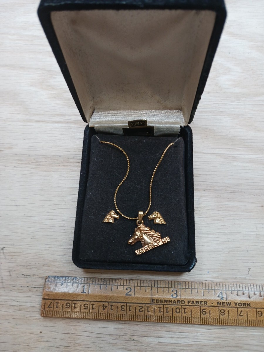 Gold Horse Necklace & Earring Set Gold Horse Necklace & Earring Set