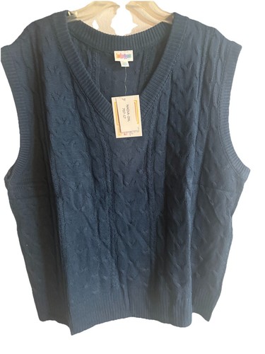 NWT Lularoe Women’s 2XL Vest Nadia Relaxed Fit Sweater Cable Knit Blue Unisex