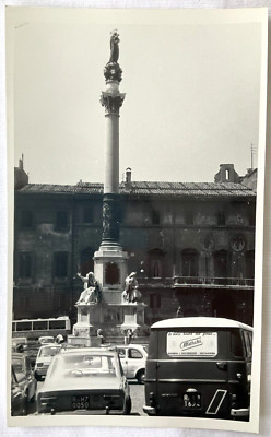 Tall Column Colonna dell'Immacolata Rome 8'' x 5'' Vintage B&W 1960s