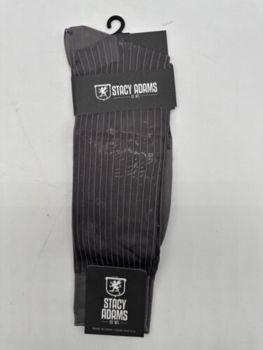 ONE PAIR NEW WITH TAG STACY ADAMS NYLON SLIKY RIBBED MEN'S CREW DRESS SOCKS - Picture 4 of 37