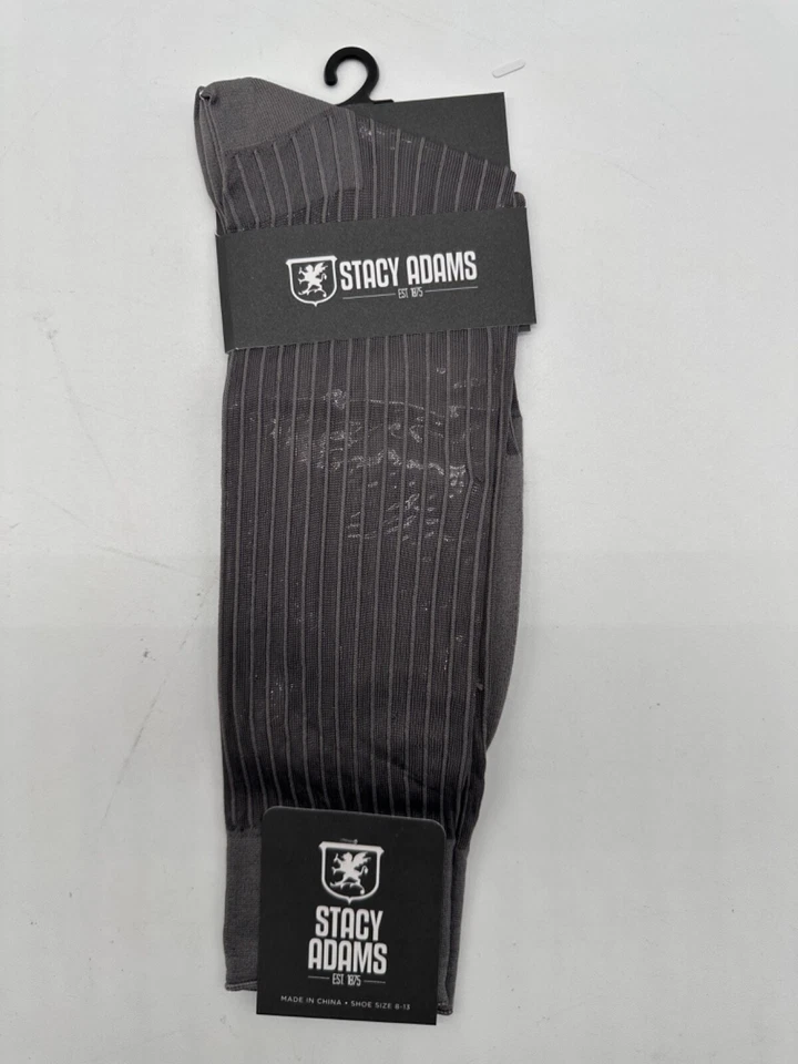  UN PAR DE CALCETINES DE VESTIR NUEVOS CON ETIQUETA STACY ADAMS NYLON SLIKY ACANALADOS PARA HOMBRE Foto 4 de 4