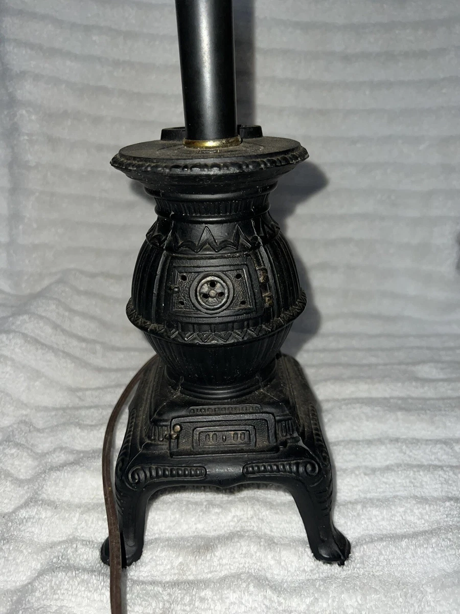 Vintage Collectable Cast Iron Pot Belly Farmhouse Wood Stove Table Lamp |  eBay