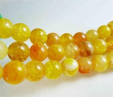 New 6mm Yellow Dragon Veins Agate Round Gemstones Loose Beads 15" AAA