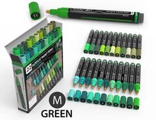 22 Acrylic Paint Pens GREENS Pro Color Series Set 3mm MEDIUM 