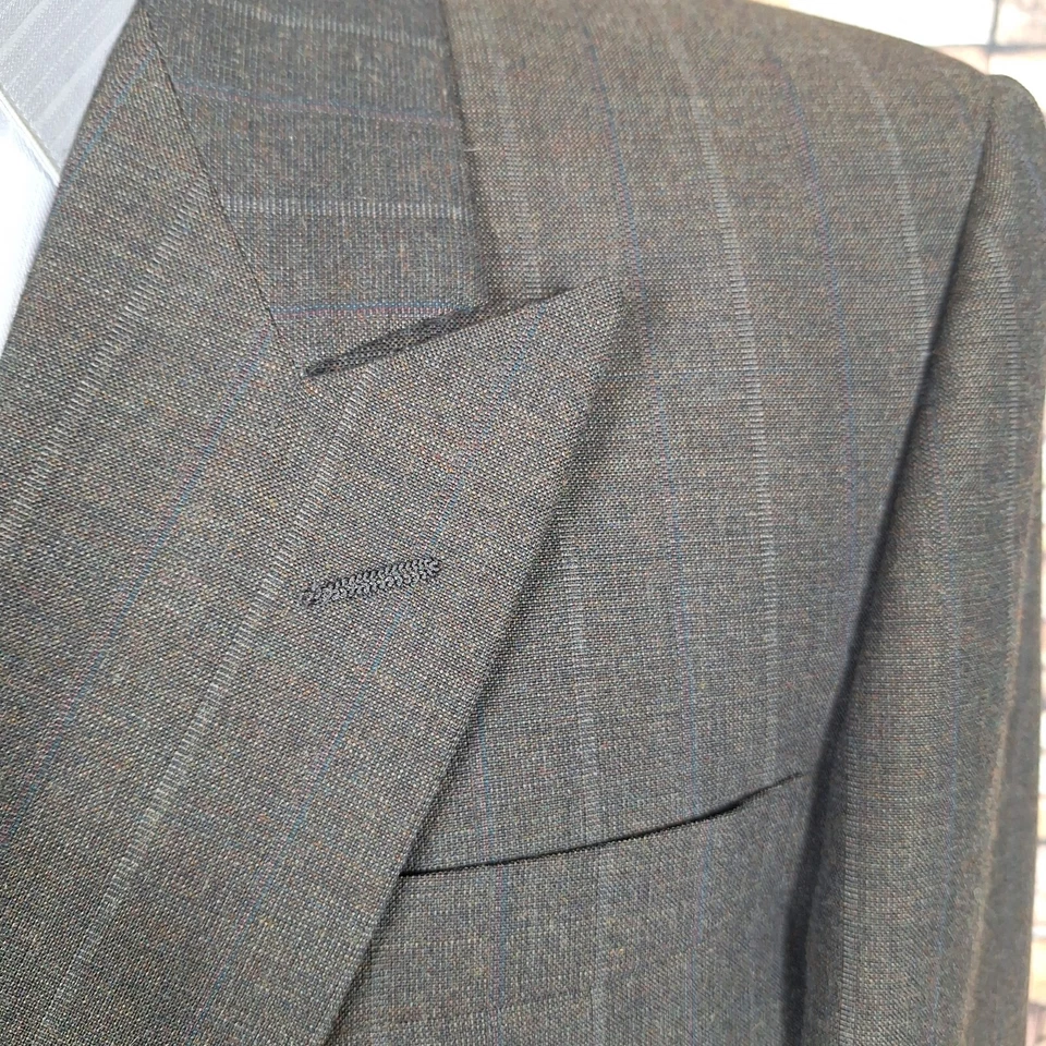 Terno vintage Stafford 2 peças 42S 36X28 listra marrom peito duplo sem ventilação - Imagem 3 de 4