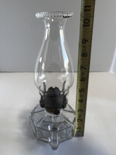 Antike 10,75" Diamond Glass Co. Octavia Manganganglas Öllampe & Kamin - Bild 20 von 20
