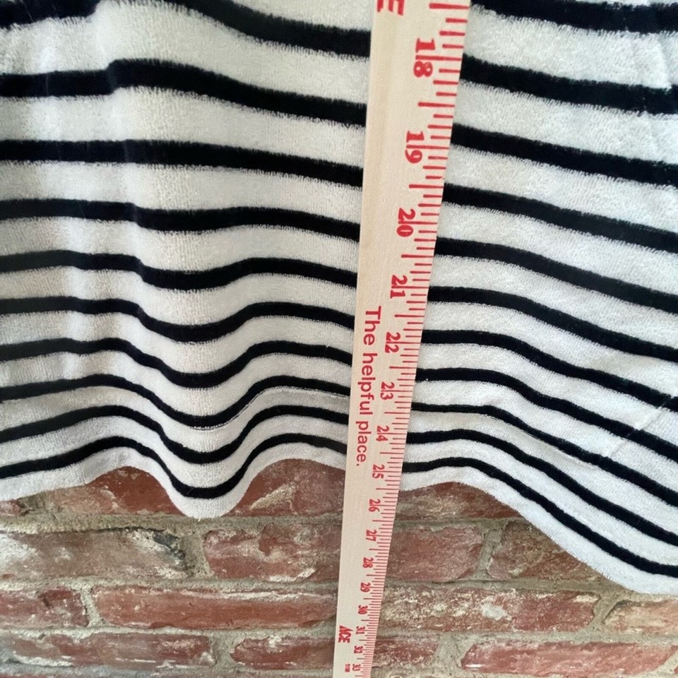 J. Jill Top Stripe White Navy French Terry Kangaroo Pocket Coastal