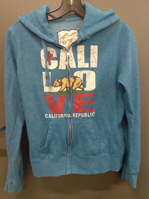Reflex Cali Love California Republic Zip Up Jacket Blue Womens Sz L