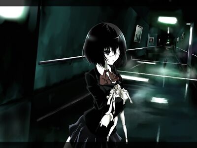 Anime girls another school uniform looking away text Playmat Game Mat Desk