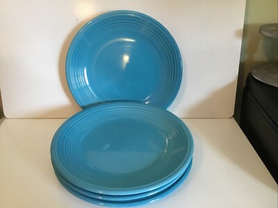 NICE Hard To Find Set of 4 Bistro Brights 11'' Turquoise Color Dinner Plates