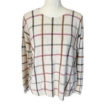 LOFT long sleeve pullover sweater cream with stripes women's size XS