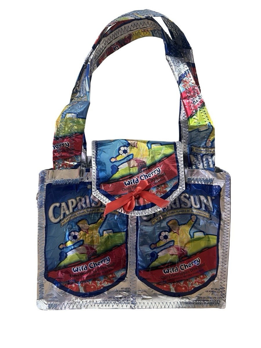 CAPRI SUN Handmade Juice Pouch Tote Bag Metallic Retro Kitschy Fun