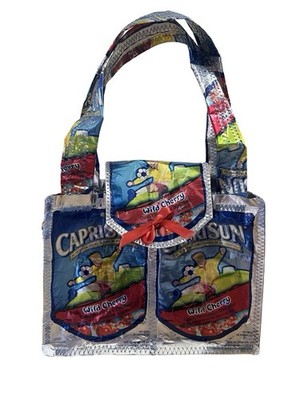 CAPRI SUN Handmade Juice Pouch Tote Bag Metallic Retro Kitschy Fun Gift Soccer
