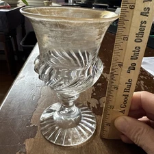 Antique Cut Crystal Glass Goblet With Gold Trim C. 1850’s German Signed