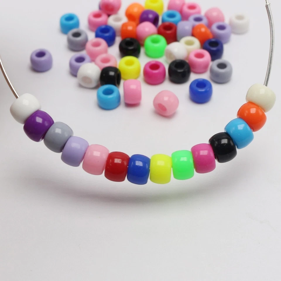 200pcs Acrylic Barrel Pony Beads - 8x6mm Mixed Colors for Kids Crafts & Kandi Br - Image 4 of 4