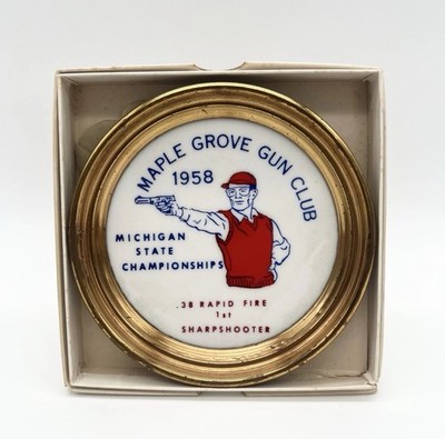 Vintage 1958 Maple Grove Gun Club Michigan State Championships Medal 1st .38