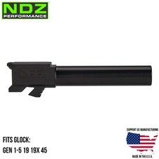 NDZ Glock Gen 1-5 19 19X 45 Stainless Steel 4" Barrel Match Grade Black Nitride