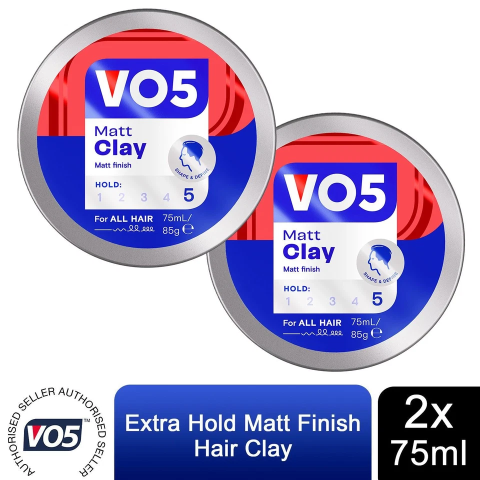 2 Pack VO5 Extreme Style Extra Hold Matt Hair Clay, 75ml