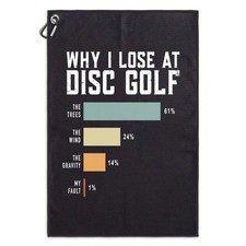 Msticey Microfiber Disc Towel - 'Why I Lose' Print 23.5X15.5, Black Multi