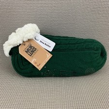 MUK LUKS Cabin Slipper Socks Non-Slip Infused Shea Butter Green S/M 6-8 NWT