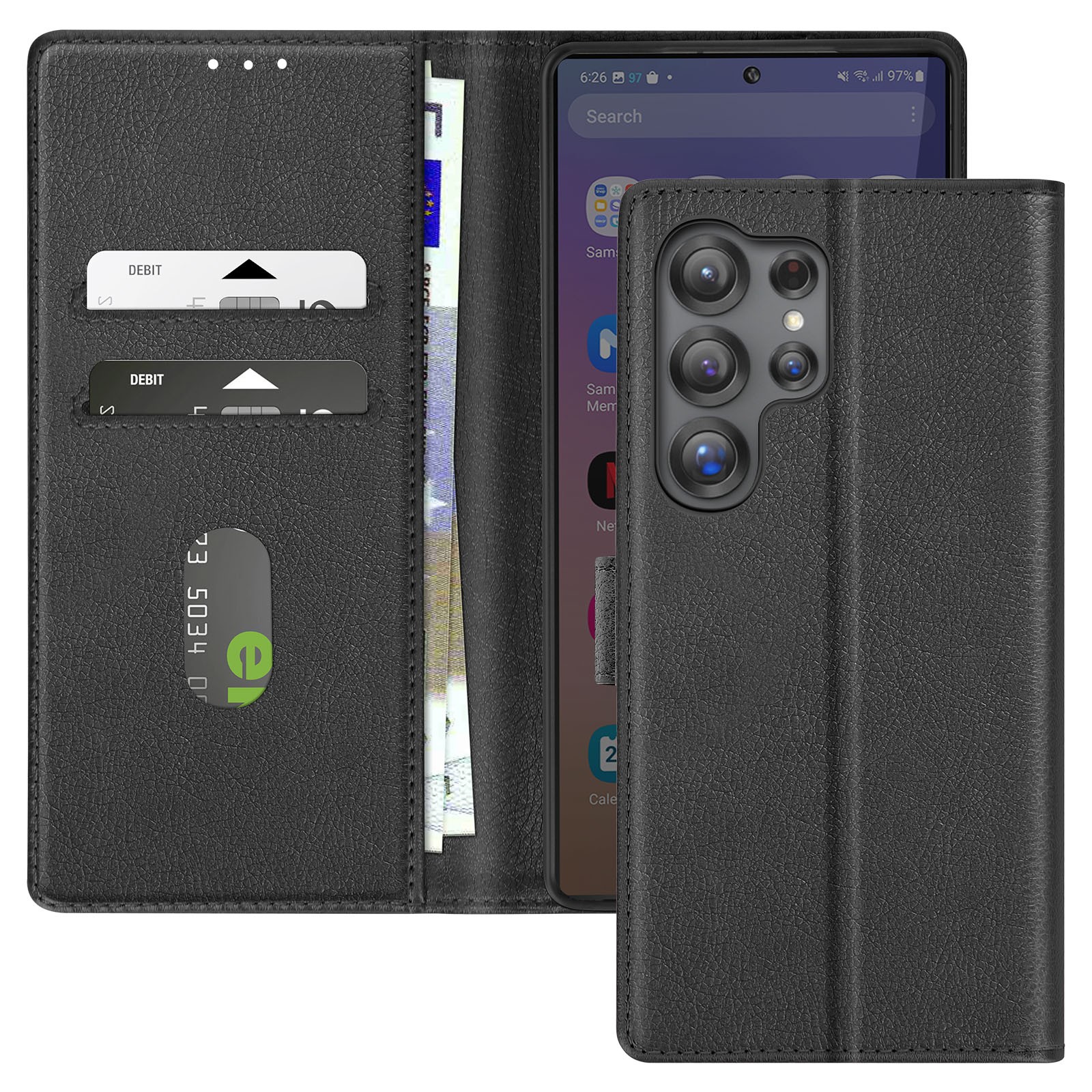 Étui Portefeuille Samsung S25 Ultra Avizar Housse Cuir Synthétique avec Stand Vidéo